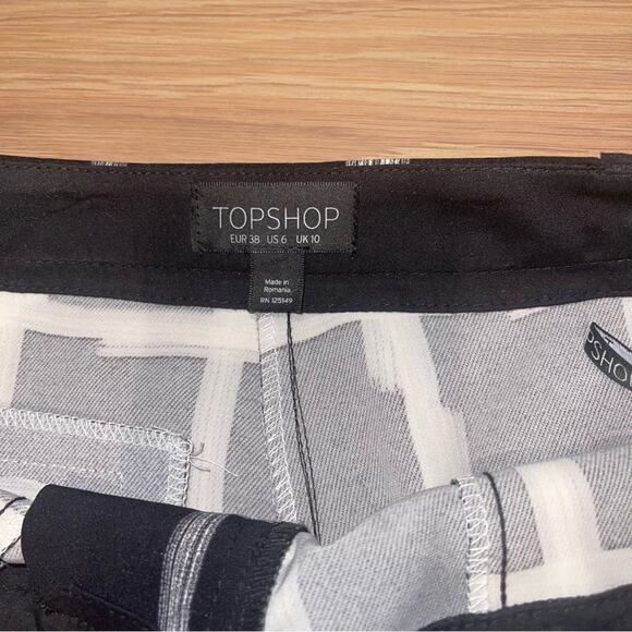 Topshop Windowpane Print Crepe Cigarette Pants 6 - Picture 9 of 12